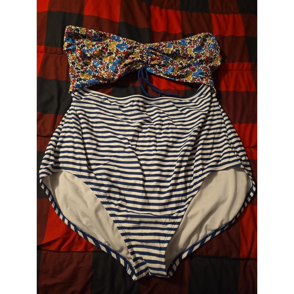 Time And True Women's 2xl Strapless Cutout One Piece Swim Suit